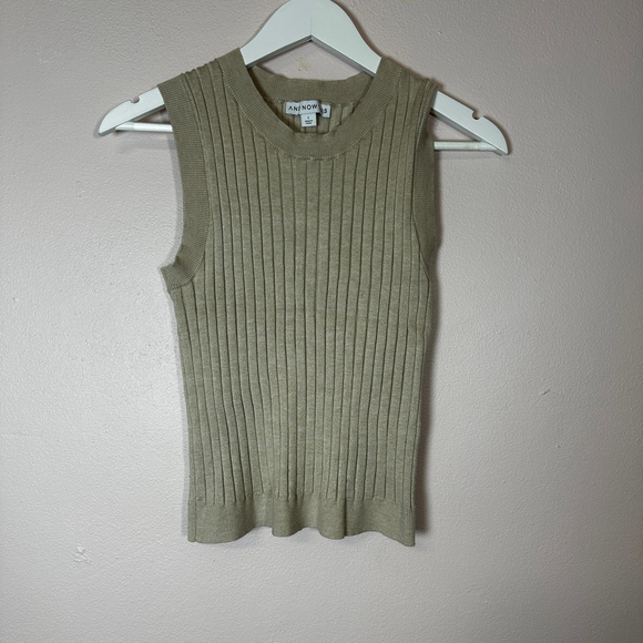 And Now This Tops - AND NOW THIS Beige Ribbed Knit Sleeveless Tank Top‎ Size L